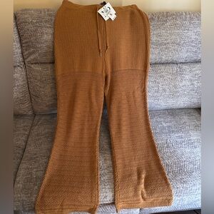 Brown Knit Wide-Leg Pants